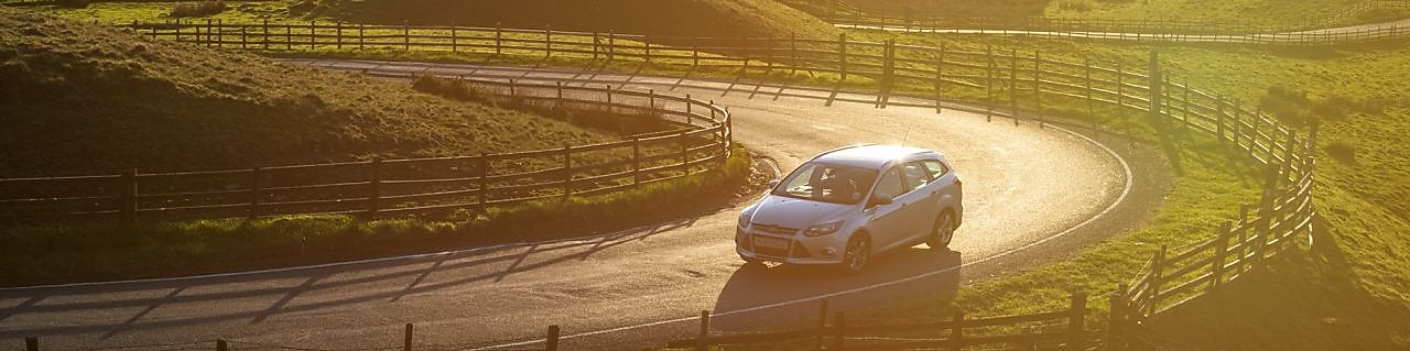 car driving in green field