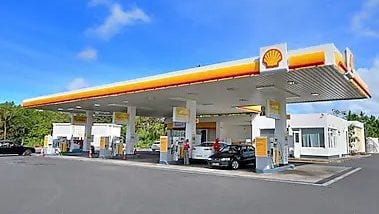 a Shell station forecourt
