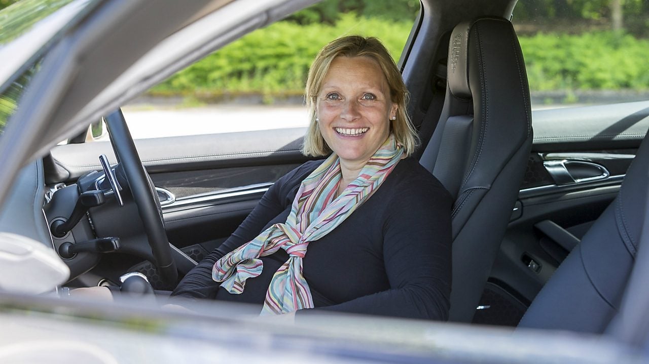 Vicky Butler-Henderson sitting in the driver's seat