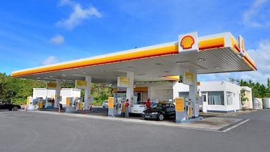 a Shell station forecourt
