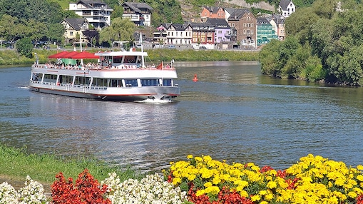 Boat in water with beautiful surrounding background in Europe city