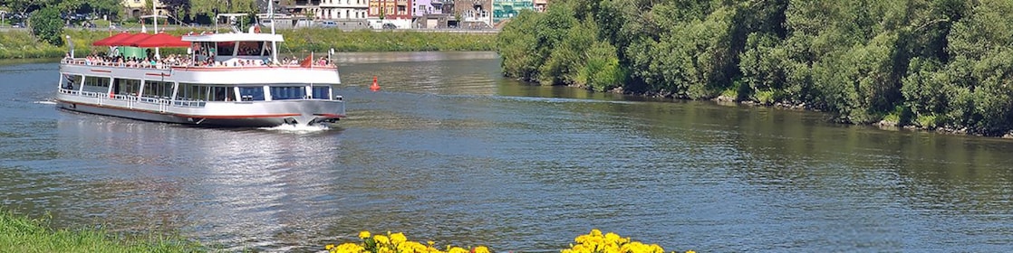 Boat in water with beautiful surrounding background in Europe city