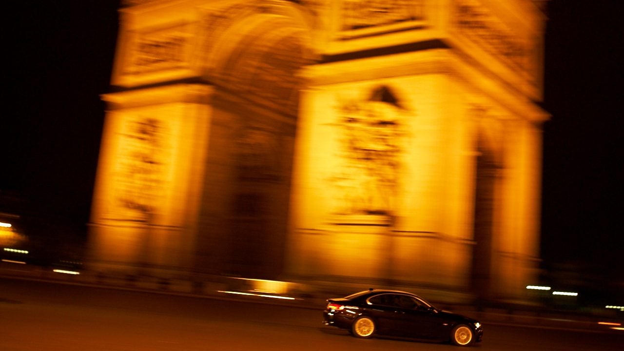 Car on the road in dark night