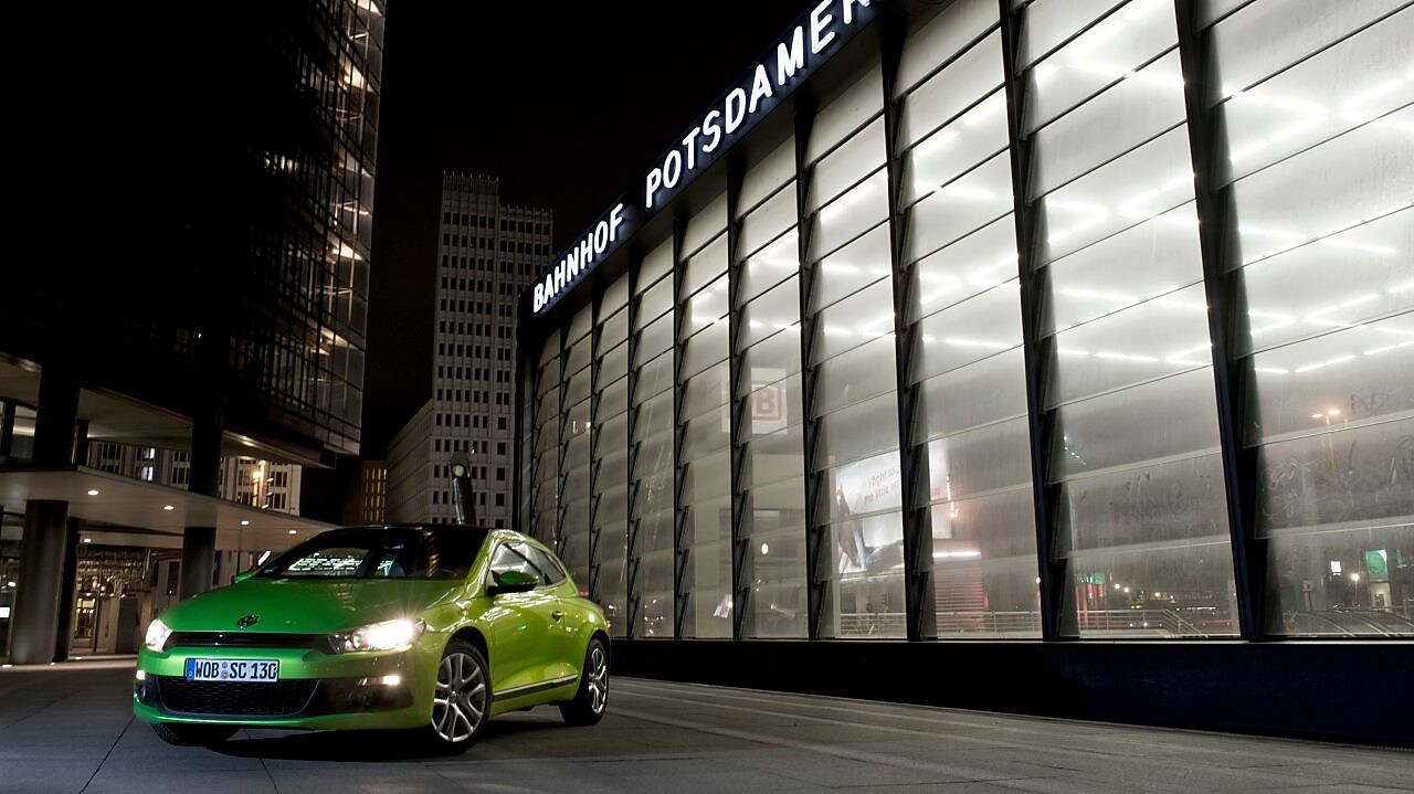 Car on the road in midnight