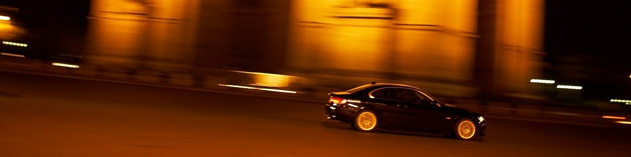 Car on the road in dark night