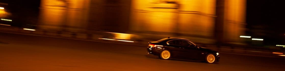 Car on the road in dark night