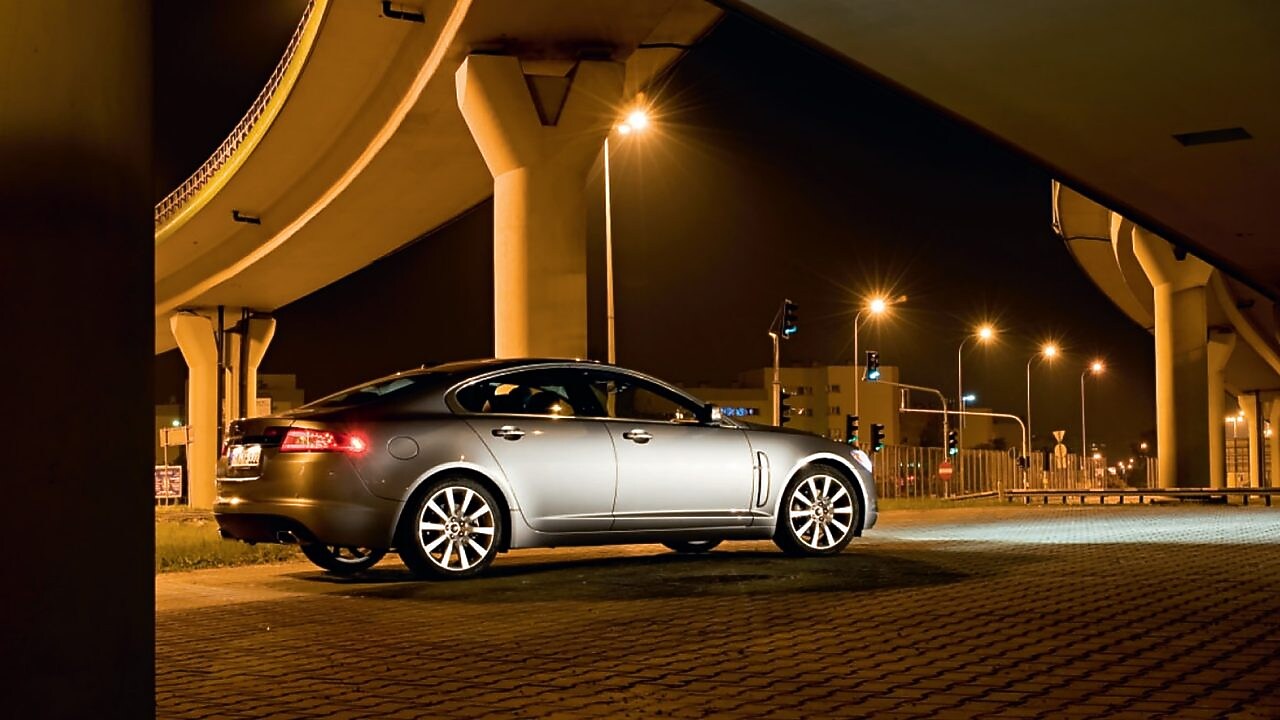 Car on the street at midnight