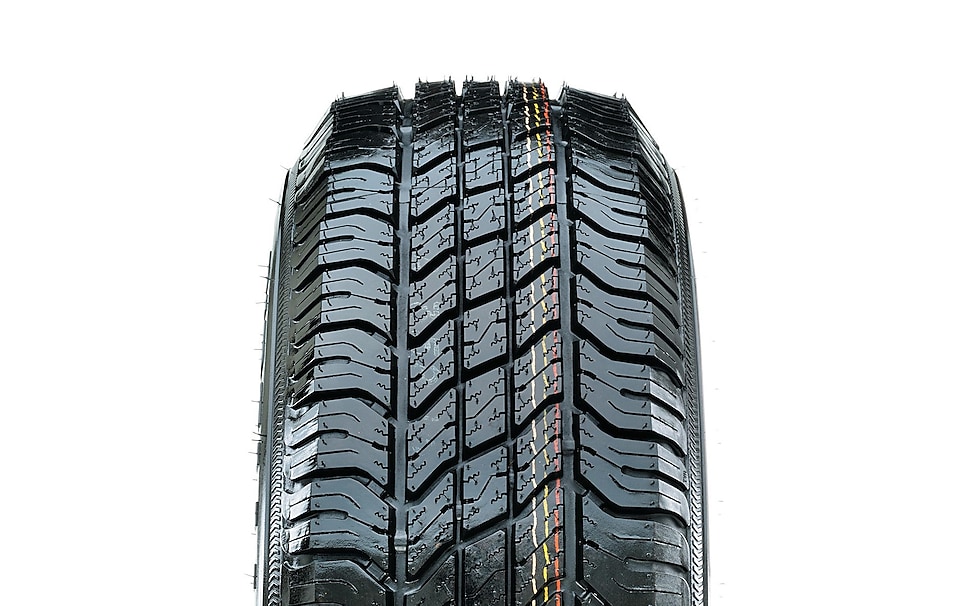 the top of a tyre showing the tyre tread
