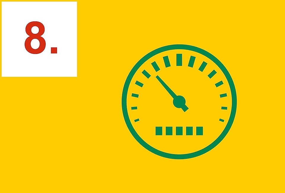 Green speedometer on a yellow background