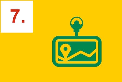 Car navigation showing a pin on the map