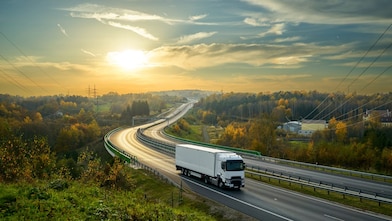 truck driving on road