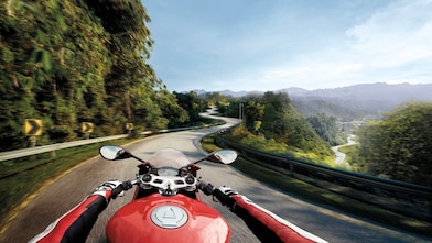 rider view of motorbike on road