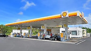 The forecourt of a shell service station