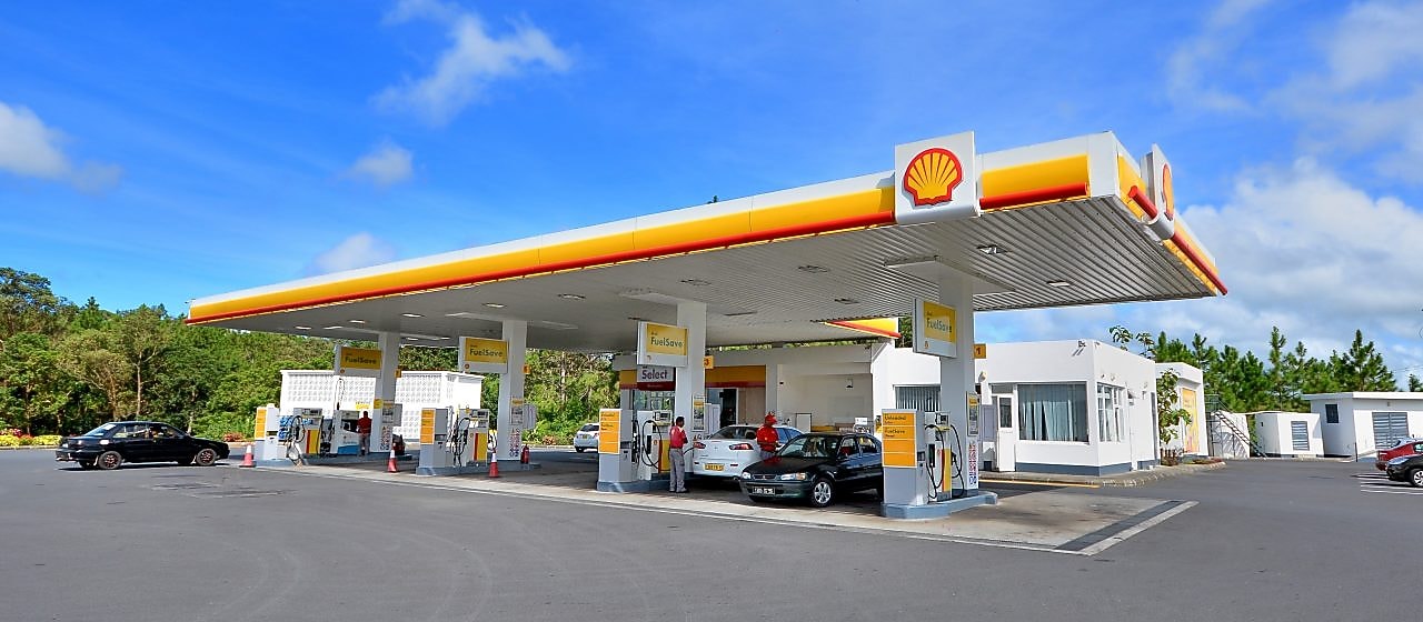 a Shell station forecourt