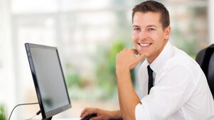 man working on computer